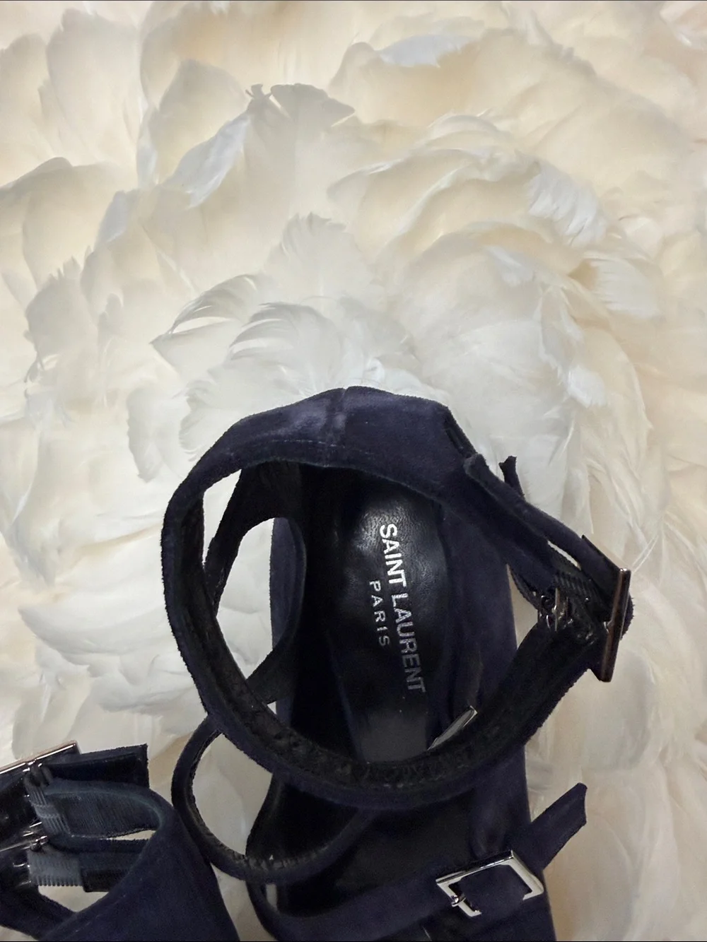 Saint Laurent Paris Navy Suede Multi-Strap Cage Sandals – Size 41
